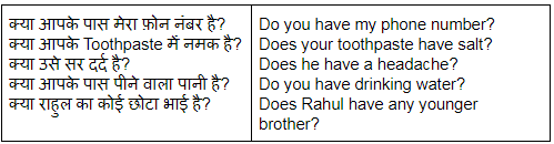 Use of has and have in Hindi